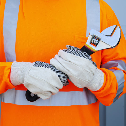 Guantes de lona de algodón, muñeca tejida, puntos de PVC, 8 oz, No. 2608