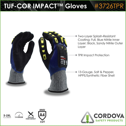 Guantes para actividad de alto impacto TUF-COR Impact™, HPPE, A4, No. 3726TPR