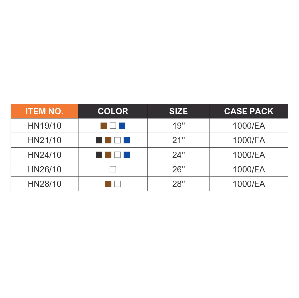 Gorro tipo red para el cabello de nailon, No. HN19W/10