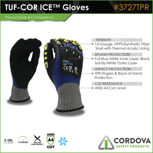 Guantes para actividad de alto impacto TUF-COR ICE™, HPPE, A4, No. 3727TPR