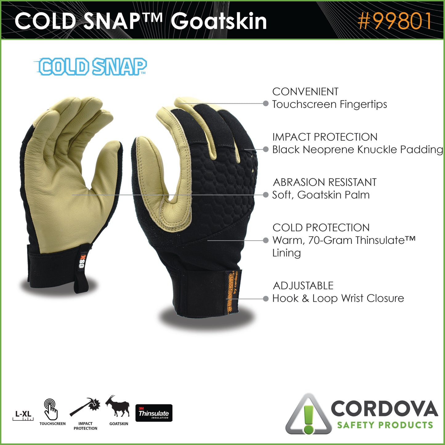 Guantes para actividad de alto impacto COLD SNAP™, piel de cabra No. 99801