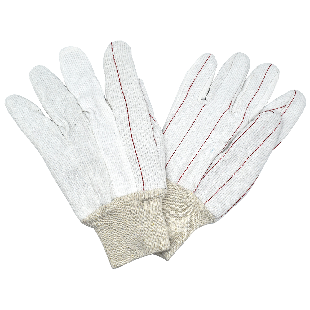 Guantes de lona de 100% algodón, muñeca tejida, cordón, doble palma No. 2445CD