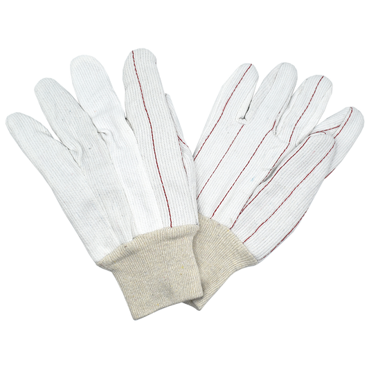 Guantes de lona de 100% algodón, muñeca tejida, cordón, doble palma No. 2445CD