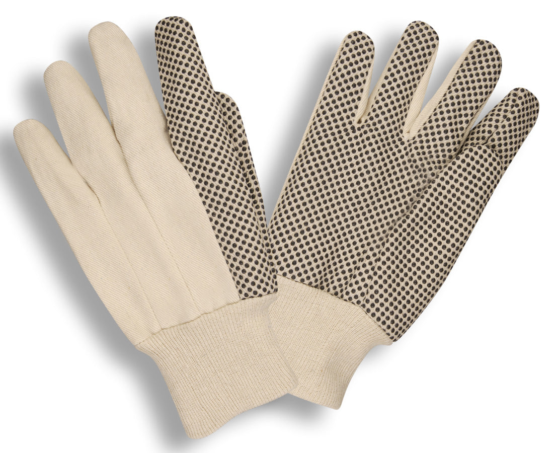 Guantes de lona de algodón para damas, muñeca tejida, puntos de PVC, 8 oz, No. 2602