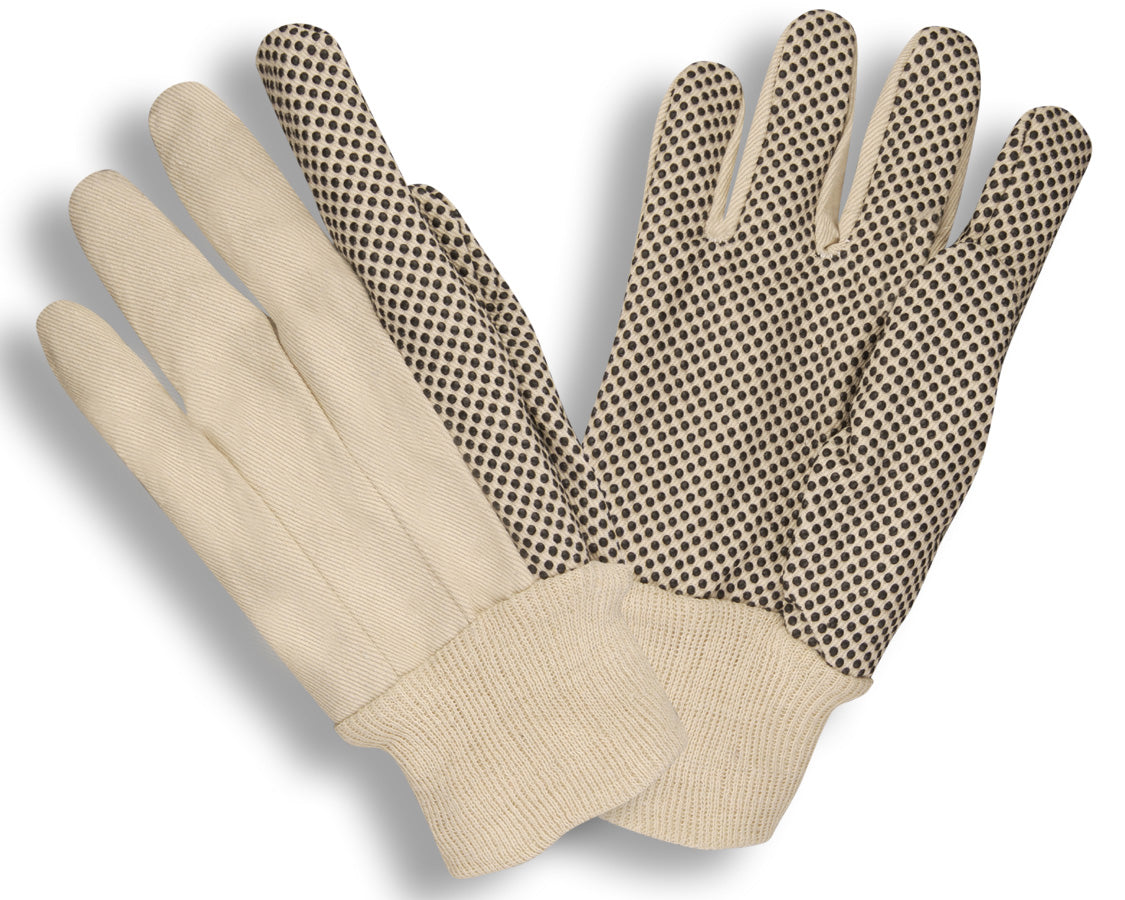 Guantes de lona de algodón, muñeca tejida, puntos de PVC, 10 oz No. 2610