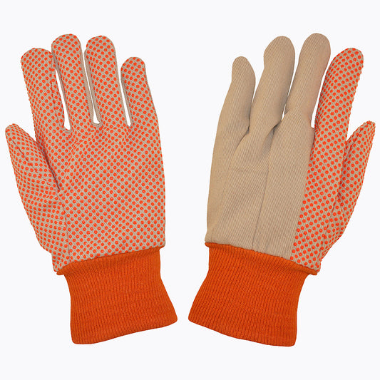 Guantes de lona de algodón,  muñeca tejida, puntos de PVC, 12 oz No. 2650/12