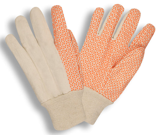 Guantes de lona de algodón, muñeca tejida, puntos de PVC, 8 oz, No. 2680