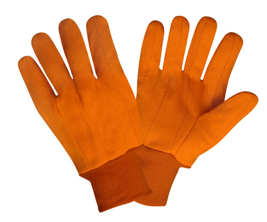 Guantes de lona de algodón con palma doble, naranja de alta visibilidad, No. 2800CD