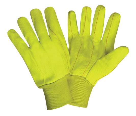 Guantes de lona de algodón con palma doble, amarillo de alta visibilidad, No. 2820CD