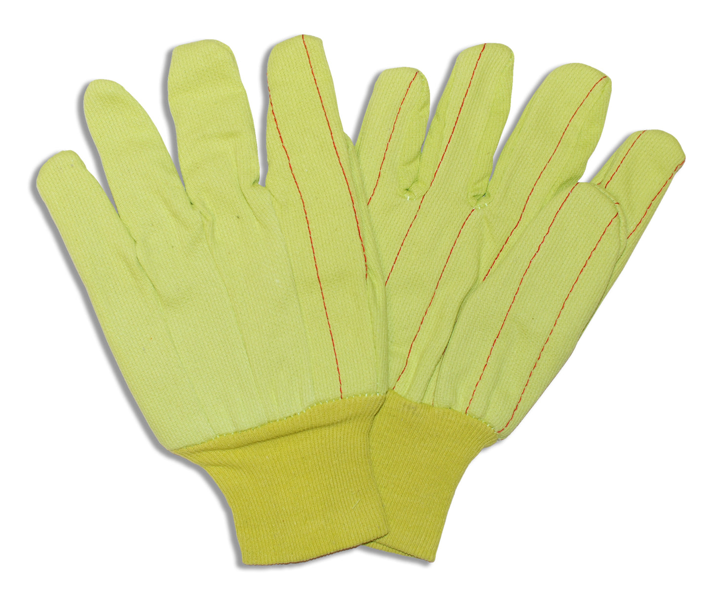 Guantes de lona de algodón, muñeca de punto, con cable, Palma doble, Hi-Vis amarillo, No. 2830CD