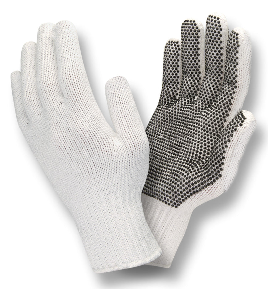 Guantes Tejido a máquina, puntos de PVC, peso medio, blanco No. 3800