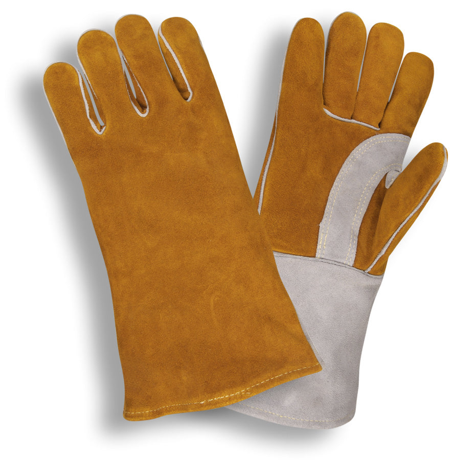 Guantes soldador, cuero de vaca, premium, lateral, partido, forrado No. 7670