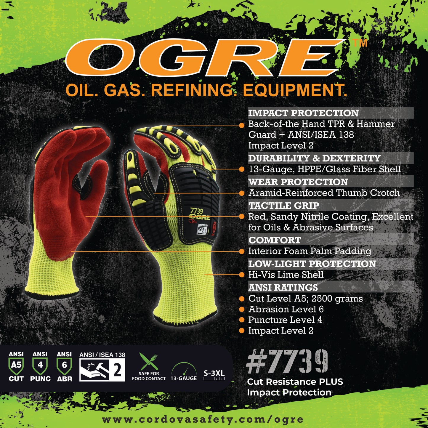 Guantes para actividad de alto impacto OGRE® CR, A5, No. 7739V