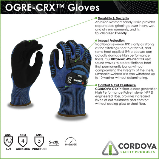 Guantes para actividad de alto impacto OGRE®CRX-2, nitrilo arenoso, No. 7760