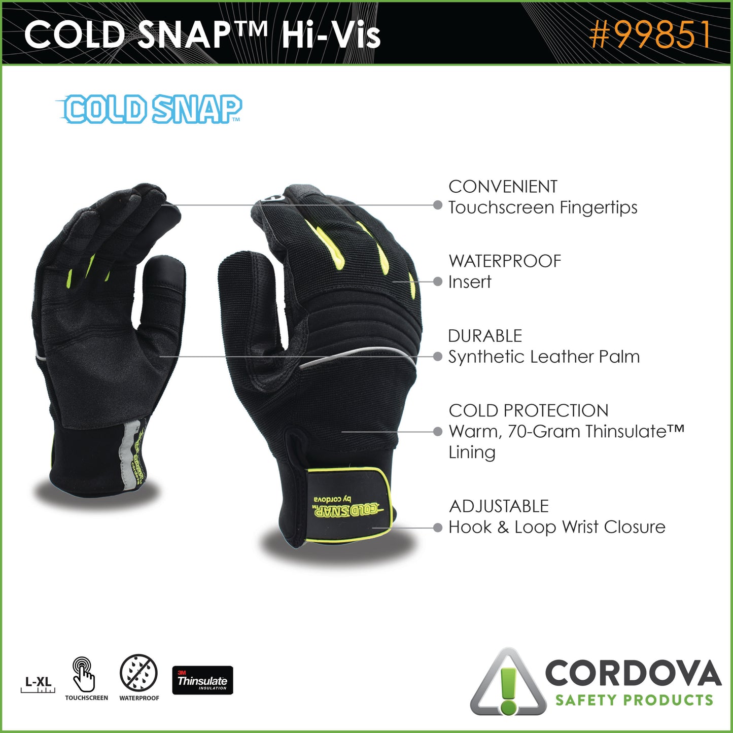 Guantes para actividad de alto impacto COLD SNAP™, Alta visibilidad No. 99851