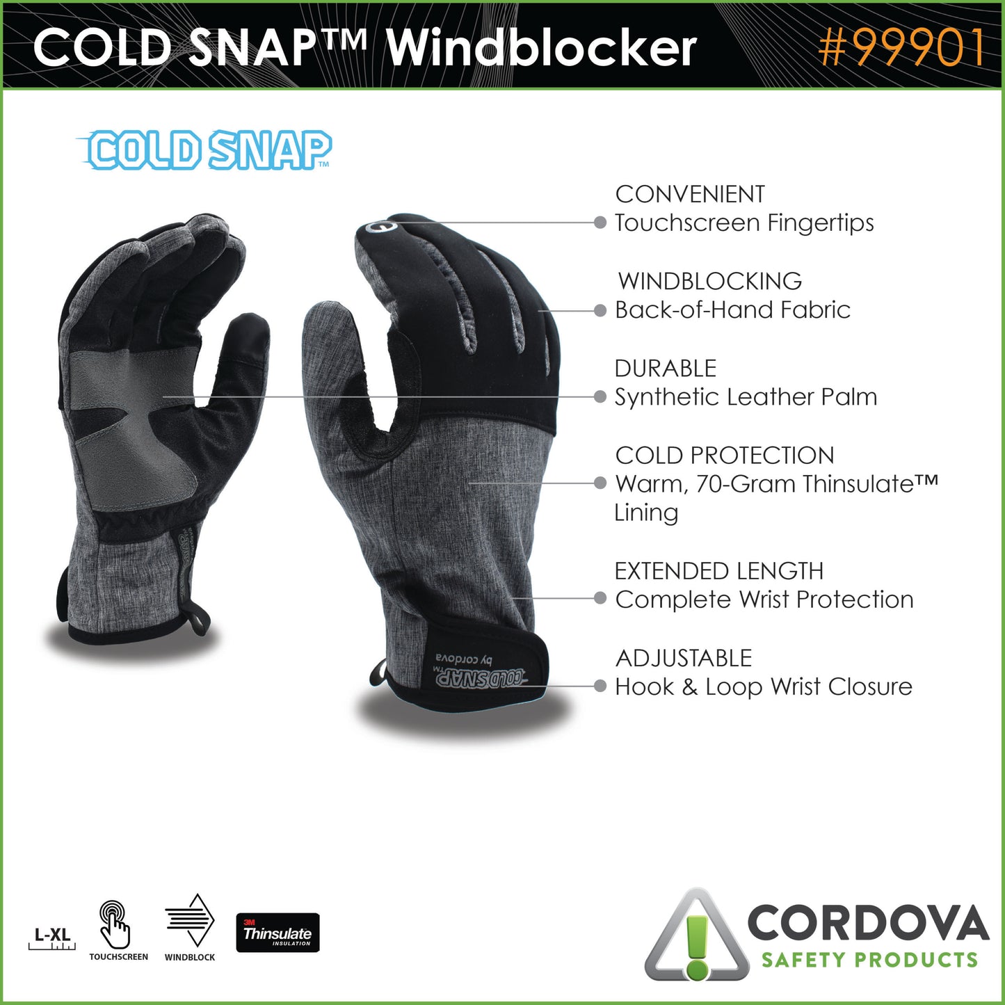 Guantes para actividad de alto impacto COLD SNAP™, Cortavientos No. 99901