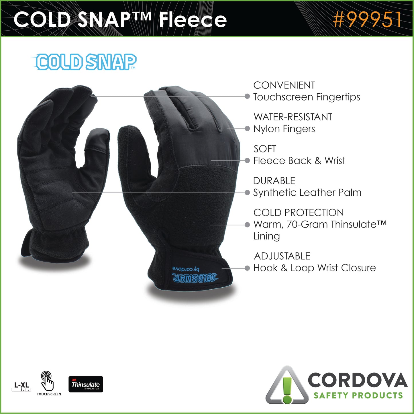 Guantes para actividad de alto impacto COLD SNAP™, Vellón No. 99951